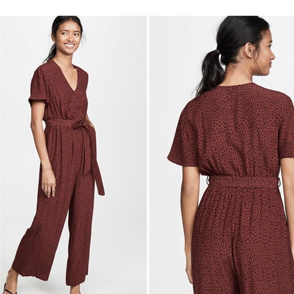 Rails Maroon Polka Dot Jumpsuit S - image 1